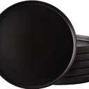 AmorArc Ceramic Dinner Plates Set of 6, 10.0 Inch Matte Stoneware Plates for Kitchen,Modern Flat Dinnerware Dishes Set,Microwave& Dishwasher Safe, Scratch Resistant, Matte Black