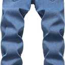 FREDD MARSHALL Men's Fleece Lined Skinny Winter Slim Fit Thicken Warm Stretch Jeans (Blue)