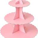 Soleebee 3-Tier Cupcake Stand, Cardboard Cupcake Tower, Dessert Cup Cake Stand Tower for Birthday Wedding Party Decoration, Cupcake Tier Stand 1 Set (Pink)