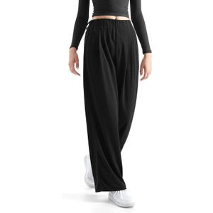 SUUKSESS Women Wide Leg Pants Elastic High Waisted Work Pants Flowy Palazzo Pants (Small, Black)