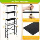 Mlinavn Over-The-Toilet Storage Rack, 4-Tier Bathroom Organizer Shelf Over Toilet with Adjustable Shelf and Basket, Freestanding Space Saver Bathroom Shelves Above Toilet for Room (Black), Large