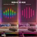 RGB+IC Led Recessed Lighting Kit Wall Panel Lights, 6PCS Smart Color Chasing Wood Slat LED Lights with Alexa & WiFi APP Control, DIY RGB Strip Lighting for Acoustic Panels, Game Room (22+35+54)