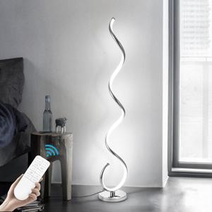 Spiral LED Floor Lamp for Living Room,40W Modern Floor Lamps with Remote Control, 3 Colors Stepless Dimmable Floor Standing Lamp Reading Corner Floor Tall Lamp for Bedroom Office - Chrome
