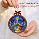 3 x Nativity Christmas Ornament 2025  Holy Family Silent Night Wooden Christmas Decoration, Blue Nativity Ornament, Family Tradition Keepsake  Christian Catholic Gift Exchange Ideas