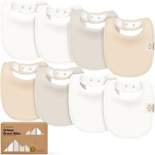 8-Pack Organic Baby Bibs for Boys, Girls - Soft Cotton Drooling and Teething Bibs for Baby Girl & Boy, Extra Absorbent, Easy To Clean & Put On for Toddler, Newborn, Infant 0-24 Months (Purest)