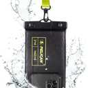Pelican Marine - IP68 Waterproof Phone Pouch (Regular Size) Floating Waterproof Phone Case - Beach Cruise Ship Travel Essentials - Works with All Phones - Detachable Lanyard - Black/Hi-Vis Yellow