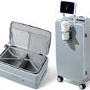 Hanke 20 Inch Carry On Luggage 22x14x9 Airline Approved with Lock and Cup Holder,Top Opening Hard Shell Suitcases Travel Luggage with Wheels,Gray (Carry On 20-Inch, Gray)