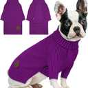 cyeollo Dog Sweater Pullover Turtleneck for Dogs, Classic Knitwear Fall Winter Cold Weather Dog Clothes Warm Pet Apparel Small Dogs Sweaters, Purple L