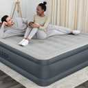 SLEEPLUX King Air Mattress Extra Durable Non-Leak Tough Guard Material 22" Raised Airbed with Built in Pump + USB Charger (80" 72"x22") Grey