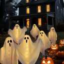 6-Pack Ghost Solar Halloween Decorations Outdoor, Waterproof Solar Halloweens Lights for Outside Decor, Halloween-Ghost Path Lights for Scary Party Yard Garden Lawn Holiday Decoration(Warm White)