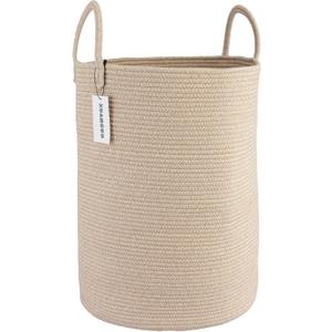 XUANGUO Cotton Rope Laundry Basket Hamper for Clothes Woven Storage Basket for Living Room Bedroom Boho Tall Rope Baskets for Blanket Toys Pillow Towels Baby Nursery Hamper Bin Large oatmeal