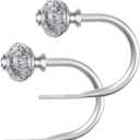 2 Pack Curtain Holdbacks, USFOOK Silver Decorative Window Drapery Tiebacks (2 Pack/1 Pair), Curtain Tie Back Hooks for Wall with Translucent Finials (3.95" L x 3.4" W)