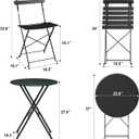 GarveeTech Folding Bistro Set Outdoor Patio Furniture, 3-Piece Black Foldable Table and Chairs with Heavy-Duty Steel Frame, No Assembly Required for Garden, Balcony, Backyard