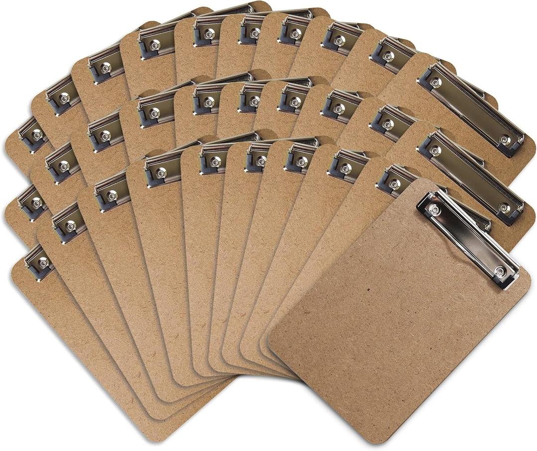 Mini Clipboard 6" x 9" (Set of 30) Memo Clipboard | Small Clipboards 6x9 with Low Profile Clip, Mini Clipboards 6x9, Little Clipboards Half Size | Office, Teacher, Classroom & Back to School Supplies