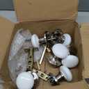 NCL White Door Knobs, 3 Pack Round Passage Door Knob, Satin Nickel Keyless Door Handles, Porcelain Door Levers, Door Knob Interior