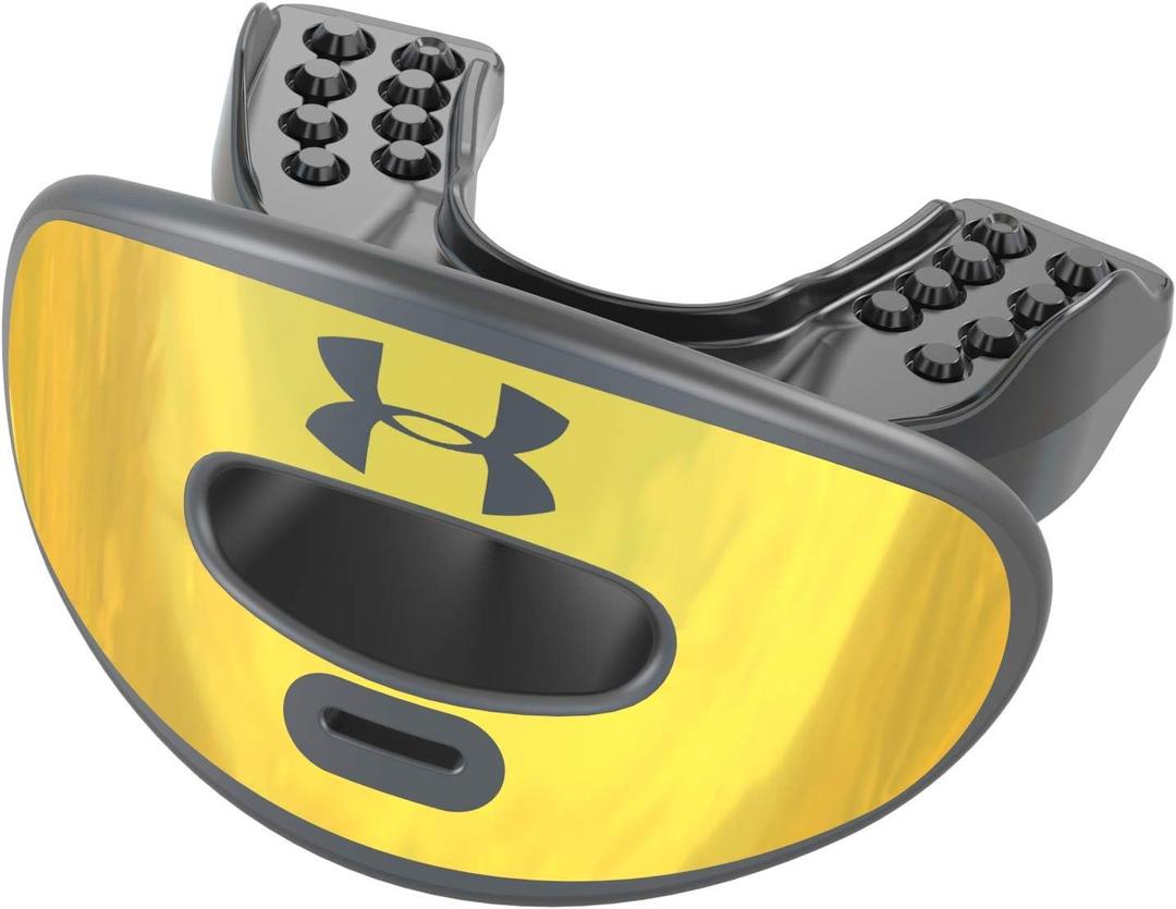 Under Armour Lip Gaurd for Football, Football Mouth Guard With Strap, Football Mouthpiece, Full Mouth Protection, Football Mouth Guard for Braces, Lip Guard Mouth Piece, Adult and Youth Mouth Guards (Gold)