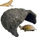 Extra Large Reptile Hide,Tortoise Hideout Cave, Resin Snake Hides,Turtle Basking Platform,Reptiles Habitat Decor with Smooth Edges for Bearded Dragons,Lizards,Geckos,Terrarium Habitat Decor