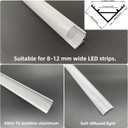 U Shape LED Aluminum Channel System, 10-Pack, 3.3ft/1Meter, Silver with Milky White Cover, Includes End Caps and Mounting Clips