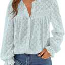 PRETTYGARDEN Women's Lace Long Sleeve Button Down Blouse
