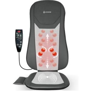 COMFIER Shiatsu Full Back Massager for Chair with Heat, with 2 Shiatsu Speeds,Heated Chair Massage Pad with Spot,Seat Cushion,Neck Massager,for Home Office use,Gifts for Women Men Mom Dad (Gray-black)