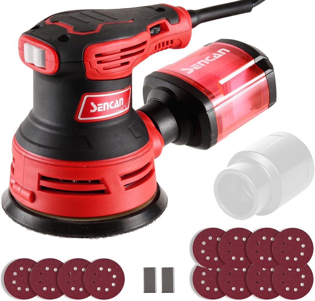 5" Electric Random Orbital Sander, 6 Variable Speeds Power Palm Sander with Vacuum Dust Collector for Hand Woodworking, Refinish Furniture