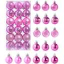 Liliful 24 Pcs Glass Christmas Ball Ornaments Christmas Tree Decoration Hanging Balls Ornaments for Festival Home Wedding Holiday Party Decor(2.36 Inch, Hot Pink)
