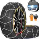 COCO BIRD Snow Chains, Wear-Resistant High Carbon Steel Anti Slip Tire Chain for Passenger Cars, Pickups, and SUVs, Set of 2 (KN130)