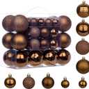 50pcs Christmas Ball Ornaments Brown Shatterproof Christmas Tree Ball Decorations Xmas Tree Large Xmas Ornaments Balls with Hanging Loop for Xmas Wedding Holiday Party Wreath Home Decor
