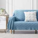 BOURINA Blue Throw Blanket 50 x90 Inches Throw Textured Solid Soft Sofa Throw Bed Runner Couch Cover Knitted Decorative Blanket Bed Runner
