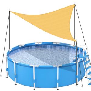 Pool Canopy Sunshade with Adjustable Poles Sun Shade Sail for Above Ground Pools, 13'x13'x13' UV-Resistant Ventilate Canopy, UV Block Shade Sail for Pool Accessories, Deck, Garden