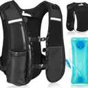 Hydration Backpack with 2L Water Bladder, Lightweight Running Vest for Women Men, Adjustable Straps, Multi-Pocket Water backpack, Breathable Running Vest for Hiking, Cycling, Climbing, Camping, Biking, Black