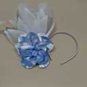 SAFERIN Fascinators Hat Flower Mesh Ribbons Feathers on a Headband and a Clip Tea Party Headwear for Girls and Women (Blue)