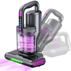 Mattress Vacuum Cleaner, 20Kpa Suction Bed Vacuum Cleaner with 253.7nm UV-C Light, 140F Heated Air, 30000 RPM Brushroll, 40,000Hz Ultrasonic, HEPA Filter, for Bed, Sofa, 500W Corded(Dark Gray)