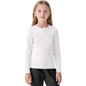Resinta Girls Basic Long Sleeve Crew Neck Top Kids Layering Tees Casual Soft Solid Pullover T-Shirts 2-14 Years (White)