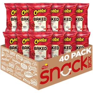 Frito Lay Baked Cheetos Crunchy Flamin' Hot, 0.87 Ounce Pack of 40 (EXP 07/14/26)