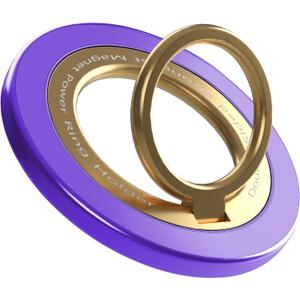 Magnetic Phone Ring Holder for MagSafe pop Socket,Two-Sided Magnetic 360 Rotation Magnetic Phone Grip for iPhone 16/15/14/13/12 Series/Samsung/Google,Pop Socket for iPhone(Purple with Gold)