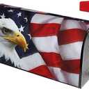 American Flag Welcome Magnetic Mailbox Cover, Mailbox Wrap Decorative for Garden Yard Home 25.5x21 in