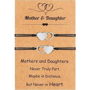 EOBOH Mother’s Day Gift Bracelets, Mother’s Day Bracelets Adjustable Hearts Mother Daughter with Card, Love Mothers Day Gifts for Grandma Daughter Accessories