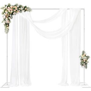 Fomcet 8FT x 8FT Backdrop Stand Heavy Duty with Base, White Portable Adjustable Pipe and Drape Backdrop Stand Kit, Square Metal Arch Party Frame for Wedding Birthday Parties Banquet Decorations