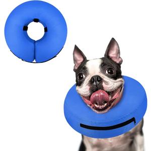 Supet Inflatable Dog Cone Collar Alternative After Surgery, Doggie Neck Donut Collar Recovery ECollar for Post Surgery, Soft Dog Cone for Small Medium Puppies Cats (S(Neck 7"-9.5"), Solid Blue)
