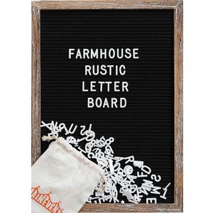 Felt Letterboard with Letters and Numbers 12x17 Inch, First Day of School Board, Word Message Board Classroom Decor, Baby Announcement Board Letters, Rustic Home Decor (Black Felt Brown Frame)