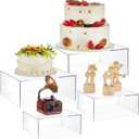Geetery 4 Pcs Acrylic Cube Acrylic Display Box Pedestal Figure Display Shelf with Hollow Bottom Cube Stand Nesting Plastic Risers for Table(Clear)