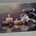 PBXBJY Bathroom Wall Art Orchid Flower with Black Zen Stone Pictures SPA Candle Picture Prints Still Life Canvas Painting for Meditation Spiritual Room Decor (White, (16.00" x 24.00"))