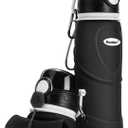 Kemier Collapsible Silicone Water Bottles-750ML,Medical Grade,BPA Free Travel Water Bottle Can Roll Up,26oz,Leak Proof Foldable Sports & Outdoor Water Bottles (Black)