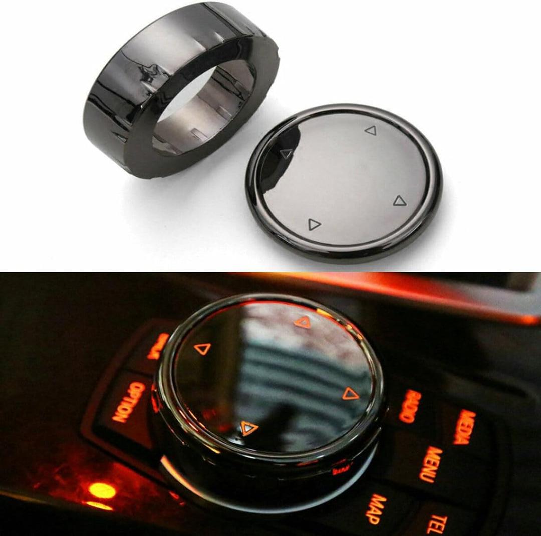 Multi Media Control Knob Cover for BMW F10 F20 F30 iDrive Car Big Multi Media Knob Black Button Trim (Fits NBT Controller Only)