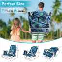 Suteck Beach Chair, Adjustable 5-Position Backpack Beach Chairs for Adults Kids, Foldable Lay Flat Chair with Cooler Bag, Cup Holder and Lumbar Pillow, Reclining Lay Down Chairs (1, Blue&Green)