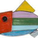 EVINIS Wood Fish Wall Art Coastal Decor, Hanging Fish Wall Decor for Nautical Beach Lake House Ocean Bathroom Decoration, 1 Pc (Style-2)