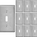 BESTTEN Toggle Switch Metal Wall Plate, 1 Gang Stainless Steel Light Switch Cover, Standard Size, Durable Corrosion Resistant, Industrial Grade, Brushed Finish, 10 Pack, Silver