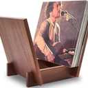Honygebia Wooden Vinyl Record Holder - Wood Record Album Holder, V-Shaped Vinyl Record Storage Racks, Album Holders for Vinyl Records, Shelf for Storing Collection of 40 Premium LPs (Solid Sapele)