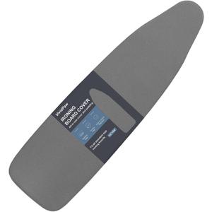 Ironing Board Cover and Pad, Standard Size 15x54, Thick Padding, Elastic Edge, Silicone Coated, Resist Scorching, Adjustable Fastener, Heavy Duty Padded Iron Board Covers (Black)